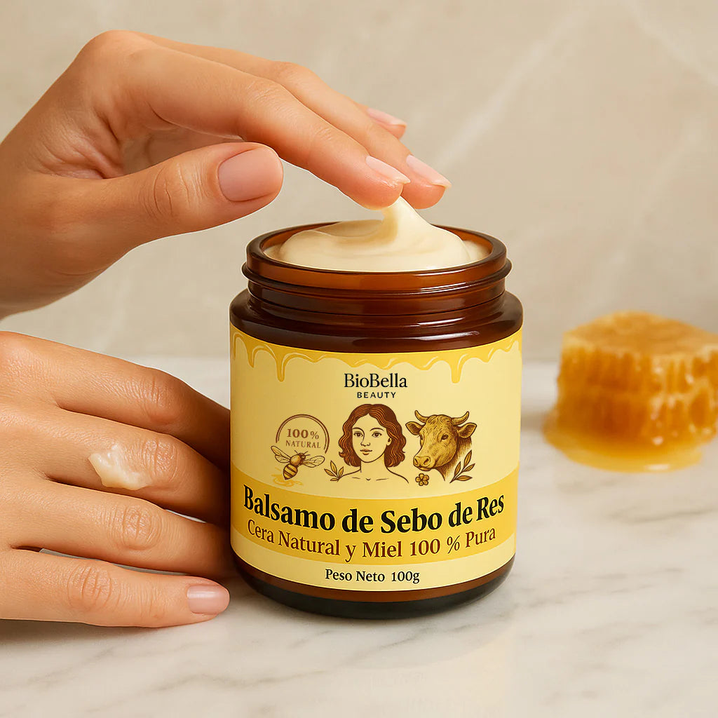 Bálsamo de Sebo de Res con Cera Natural y Miel 100% Pura