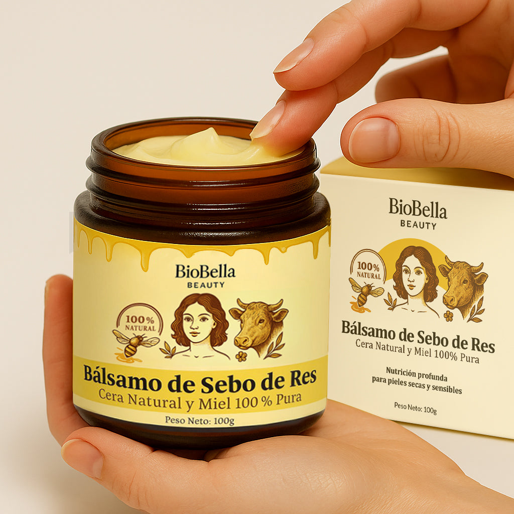 Bálsamo de Sebo de Res con Cera Natural y Miel 100% Pura