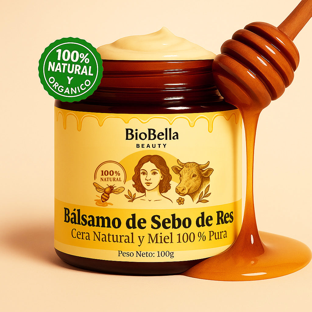 Bálsamo de Sebo de Res con Cera Natural y Miel 100% Pura