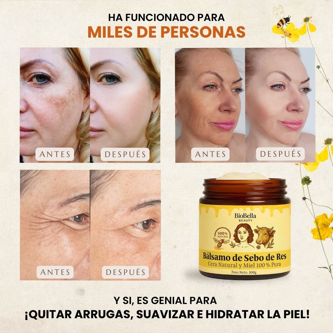 Bálsamo de Sebo de Res con Cera Natural y Miel 100% Pura