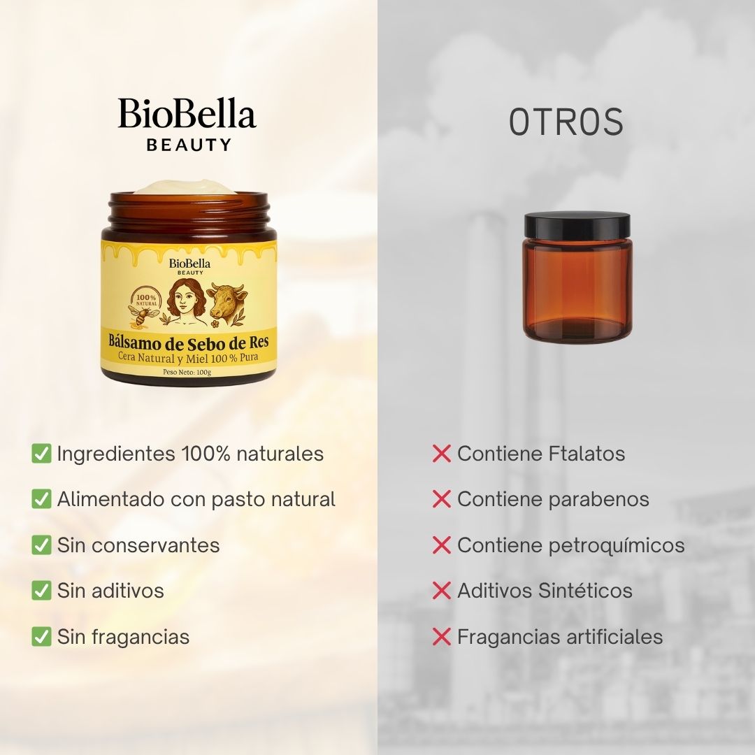 Bálsamo de Sebo de Res con Cera Natural y Miel 100% Pura