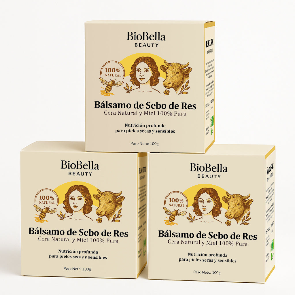 Bálsamo de Sebo de Res con Cera Natural y Miel 100% Pura